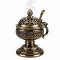 Bruciatore d'incenso in metallo 18 cm bronzo antico con coperchio traforato stile classico