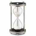 Clessidra decorativa da tavolo 16 x 30 cm in vetro e metallo argento nero stile classico