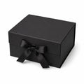 Scatola regalo 30 x 30 x 15 cm in cartone nero con nastro decorativo - contenitore quadrato