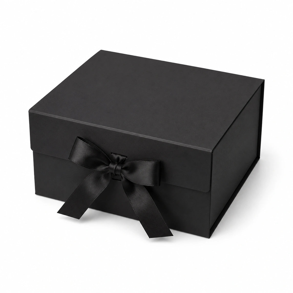 Scatola regalo 30 x 30 x 15 cm in cartone nero con nastro decorativo - contenitore quadrato