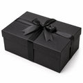 Scatola regalo 30 x 20 x 12 cm in cartone nero con nastro in raso - contenitore con coperchio