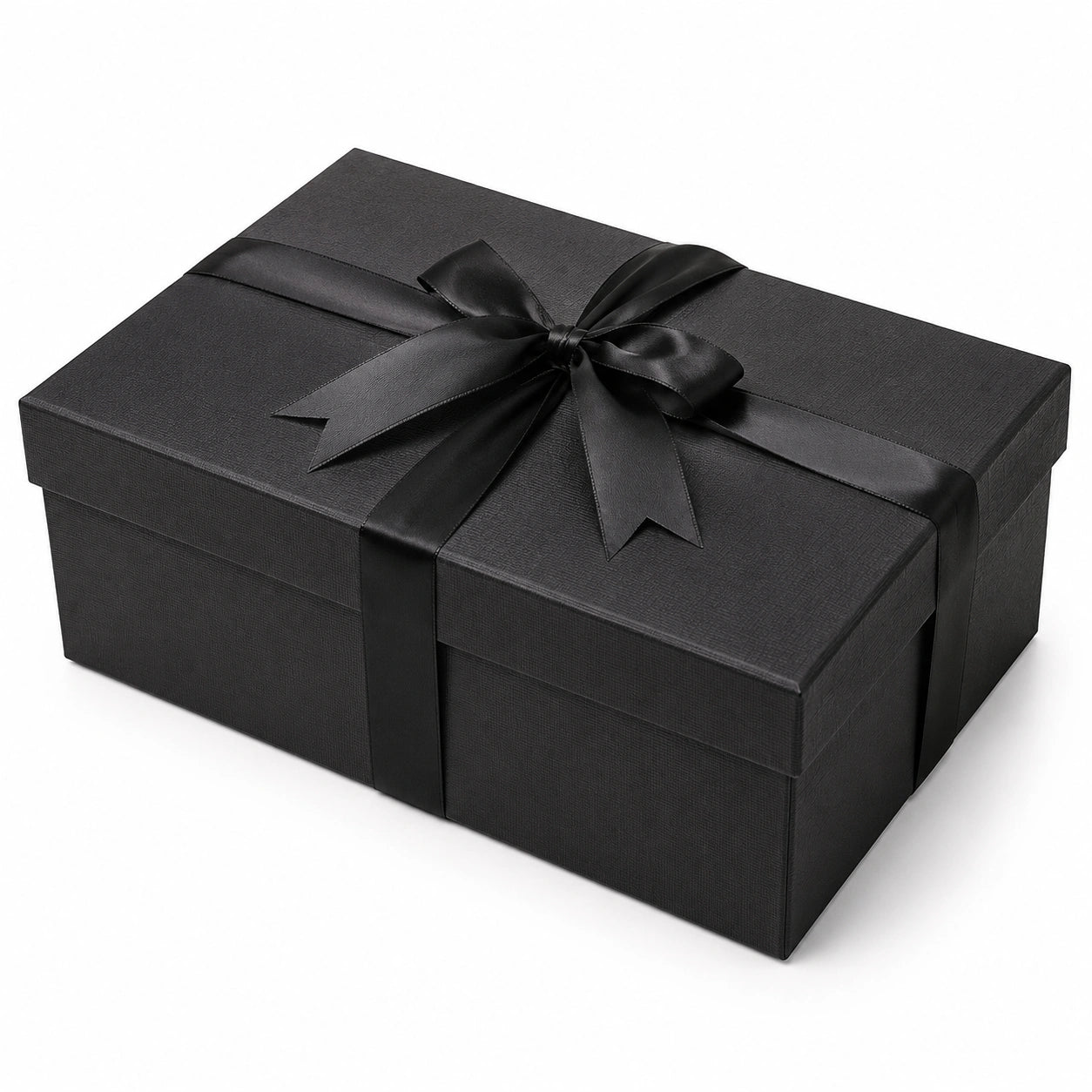 Scatola regalo 30 x 20 x 12 cm in cartone nero con nastro in raso - contenitore con coperchio