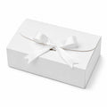 Scatola regalo 20 x 15 x 6 cm in cartoncino bianco con nastro in raso - confezione pieghevole con fiocco
