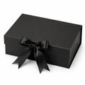 Scatola regalo 30 x 22 x 10 cm in cartone nero con nastro decorativo - confezione elegante