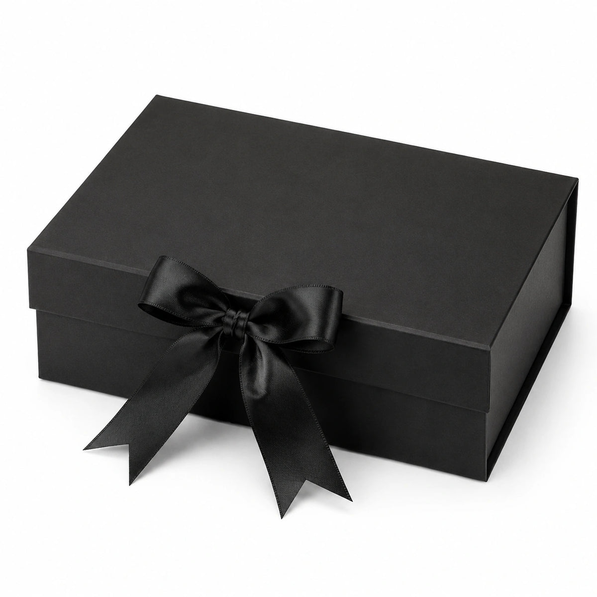 Scatola regalo 30 x 22 x 10 cm in cartone nero con nastro decorativo - confezione elegante