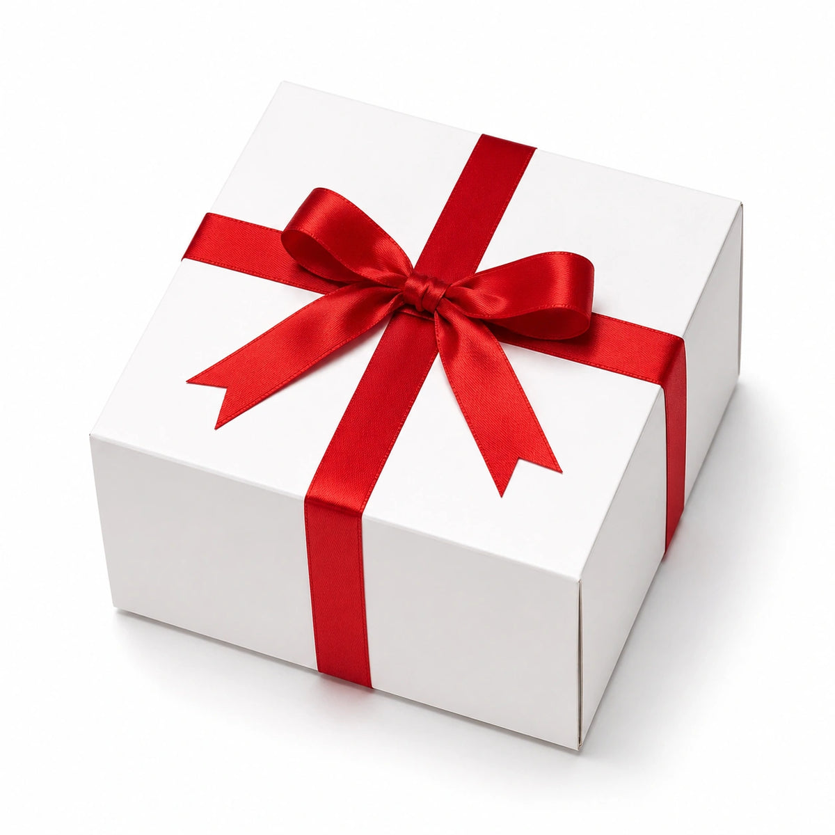 Scatola regalo 25 x 25 x 12 cm in cartone bianco con nastro rosso stile elegante