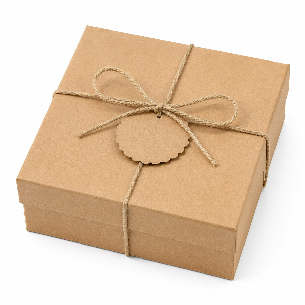 Scatola regalo 20 x 20 x 8 cm in carta kraft marrone con spago stile rustico