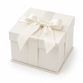 Scatola regalo 20 x 20 x 20 cm in cartone avorio con nastro in raso stile elegante