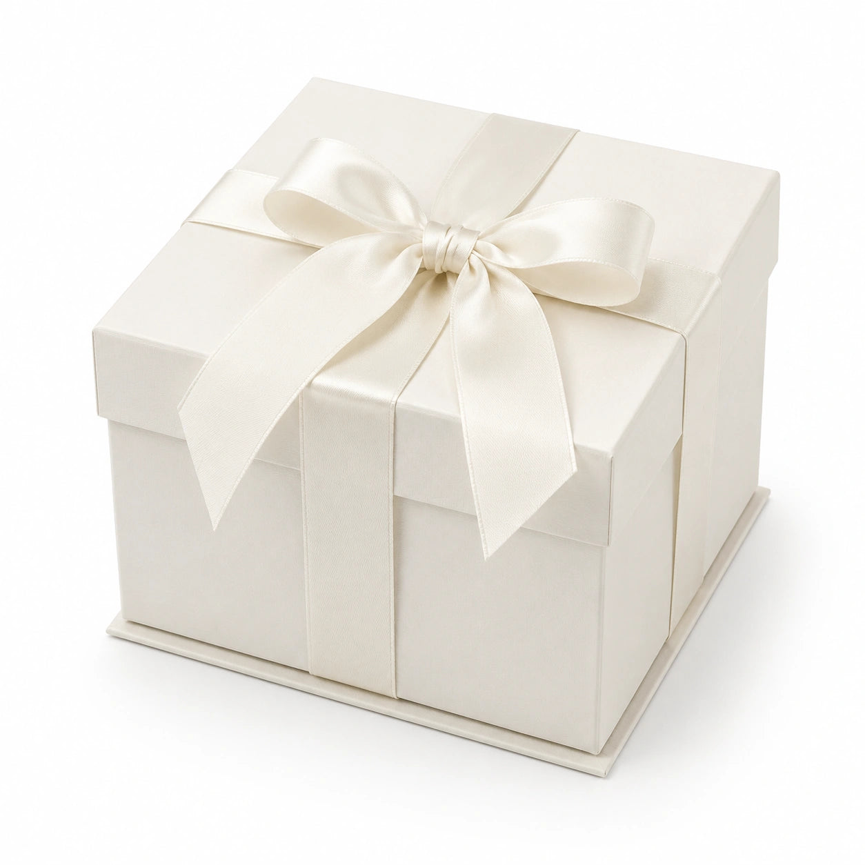 Scatola regalo 20 x 20 x 20 cm in cartone avorio con nastro in raso stile elegante