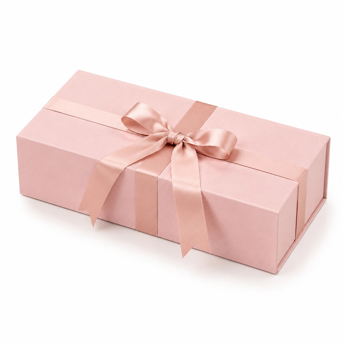 Scatola regalo 30 x 20 x 10 cm in cartone rosa con nastro satinato - confezione rettangolare con fiocco