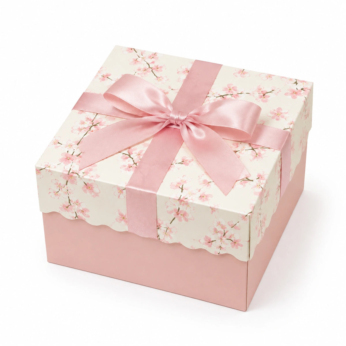 Scatola regalo 25 x 25 x 12 cm in cartone rosa con nastro satinato stile romantico