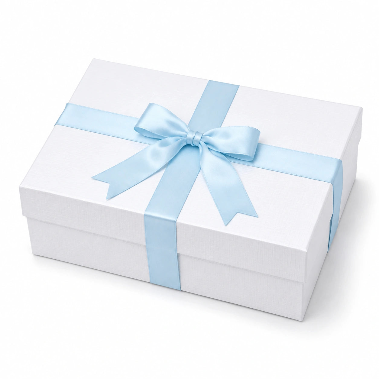 Scatola regalo 30 x 20 x 10 cm in cartone bianco con nastro azzurro - stile elegante