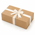 Scatola regalo 30 x 20 x 10 cm in cartone marrone con nastro avorio - confezione decorativa